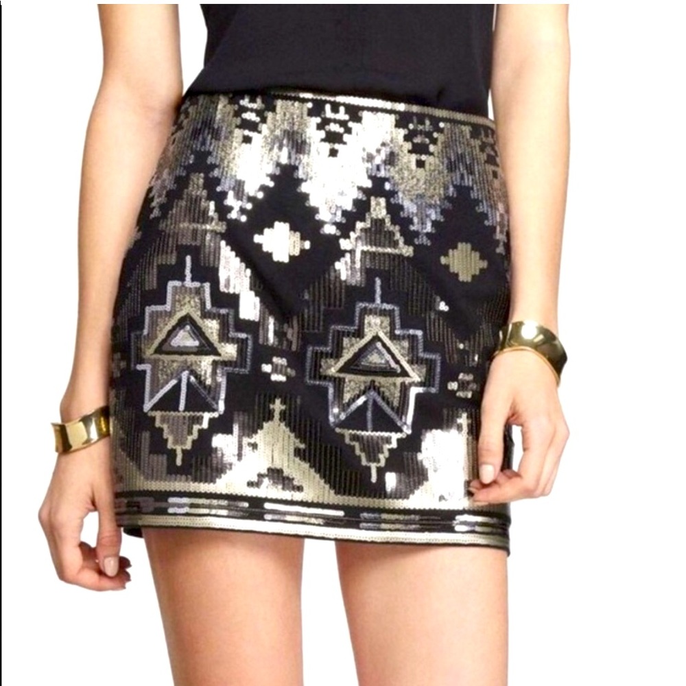 Express mini Aztec sequin skirt XS